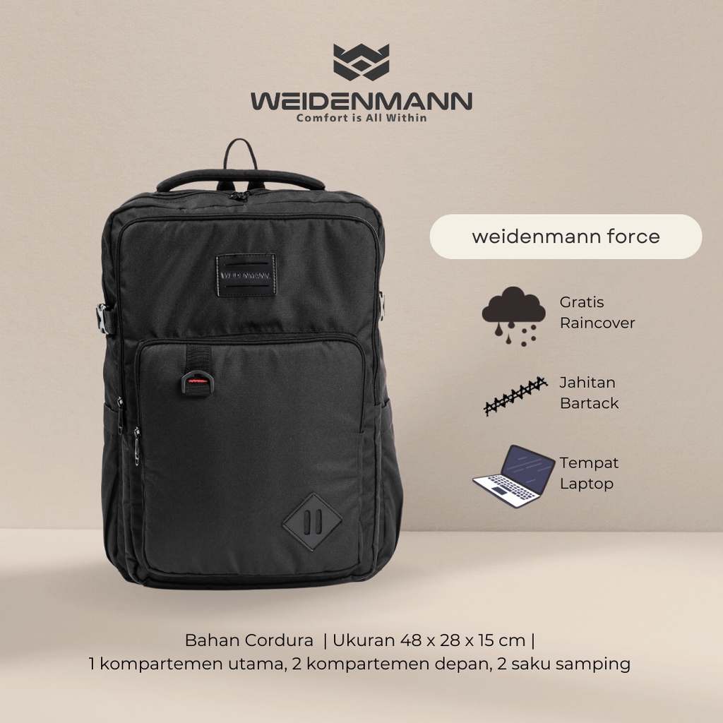 Weidenmann Force Tas Ransel Backpack Laptop Pria Hitam