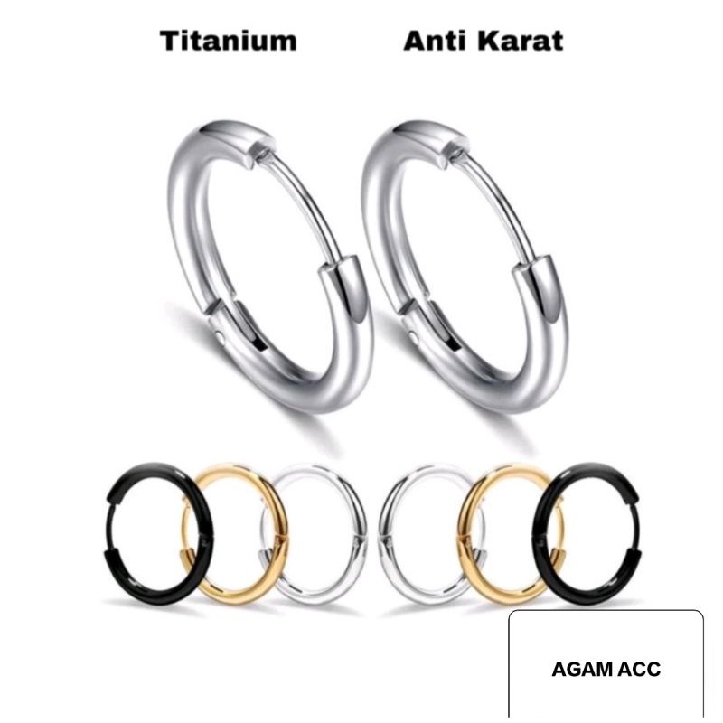 Anting Hopp 100% Titanium Pria dan Wanita 10mm, 12mm, 14mm, 16 mm