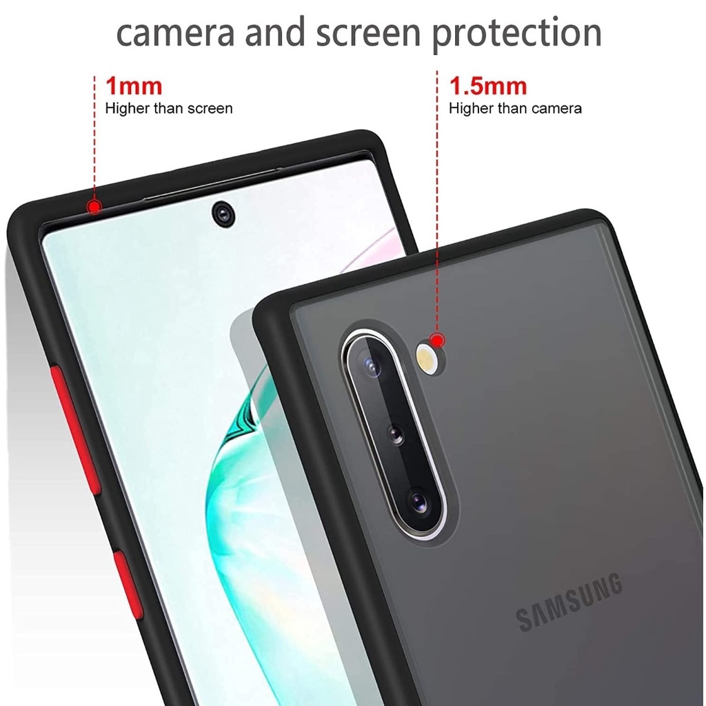 Frosted Shockproof Designed For Samsung A53 A73 A33 A23 A13 A52 A52s A72 A32 A22 A12 A51 A71 A31 A11 A21s A10 A10s Case Smoke Hitam [Military Grade Drop Tested] Semi-Clear Soft Side Ultra Casing Hard Back &amp; Slim Protective Black Translucent 4G 5G Galaxy S