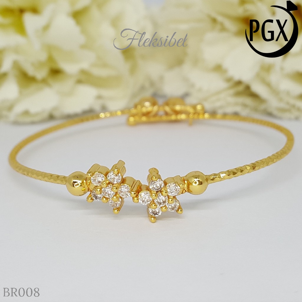 PGX Gelang Bangle Fleksibel Perhiasan Xuping Lapis Emas - BR008