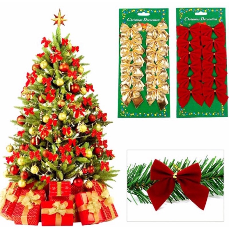 

Pita natal isi 12/hiasan pohon natal dekorasi kado/pita parsel box kue