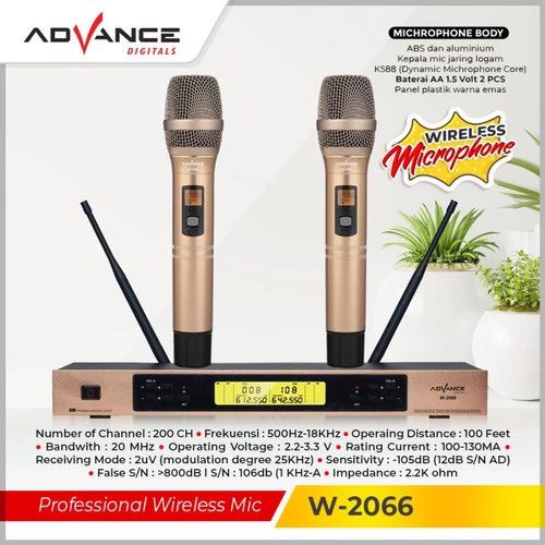 ADVANCE Mic W2066 Wireless Profesional Microphone Double Premium Ori