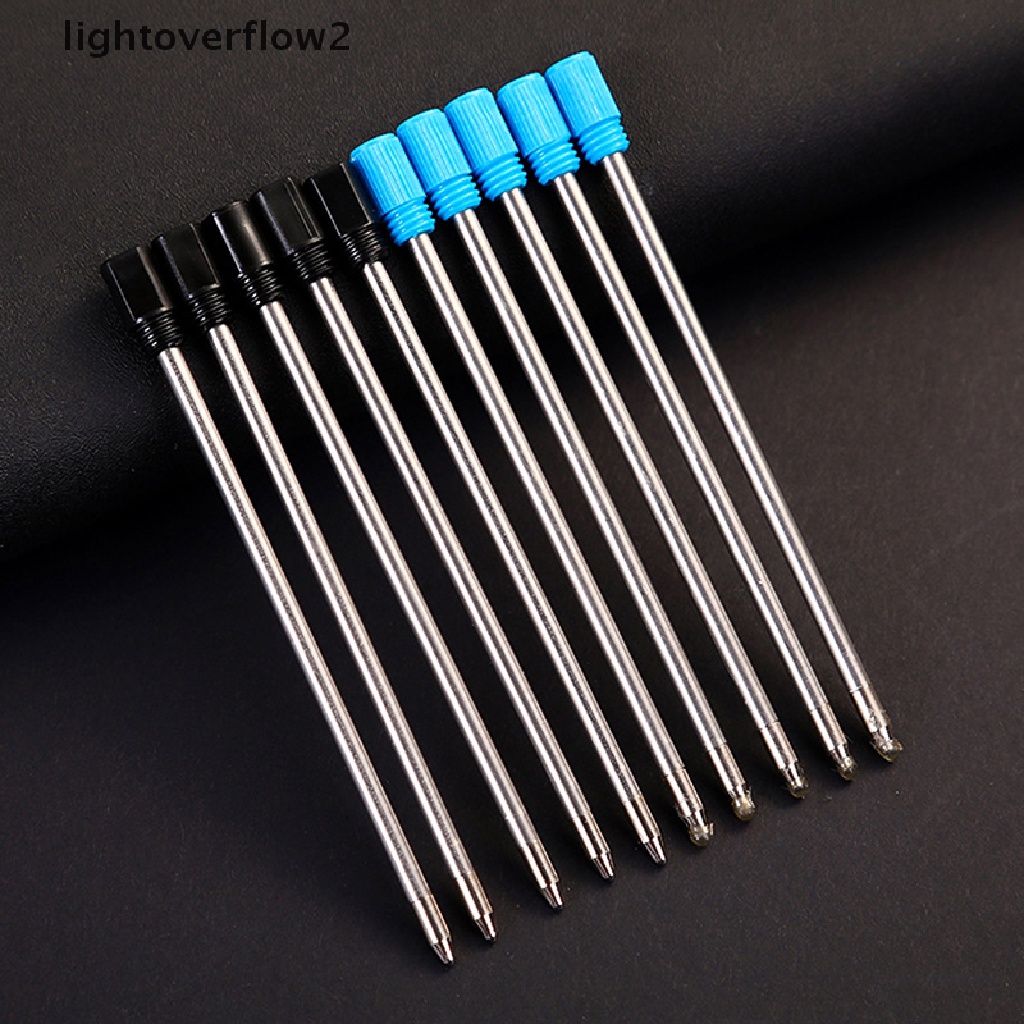 (lightoverflow2) 10pcs / Set Bolpoin Tinta Isi Ulang 7cm 0.5mm Bahan Metal Untuk Stationery Sekolah / Kantor