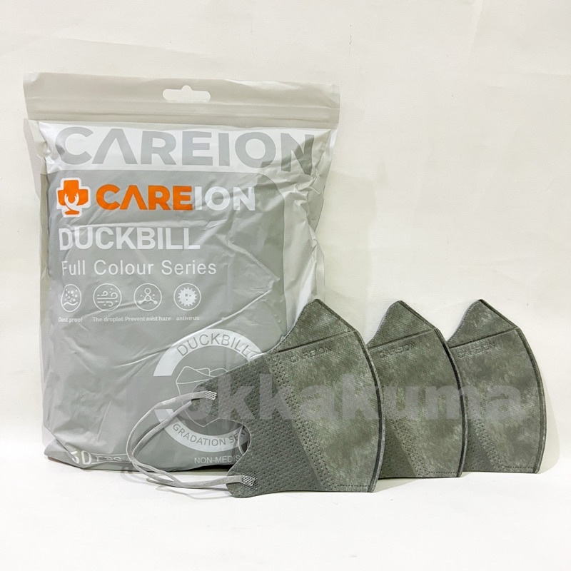 Masker Mouson Duckbill Garis 4 PLY isi 50 pcs Impor Disposable Mask Dewasa Hitam / Putih-CareionDBBremboGrey