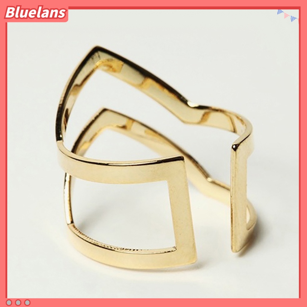 Bluelans Knuckle Ring Half Opened Fashion Jewelry Double V-shaped Adjustable Vintage Women Lucky Rings