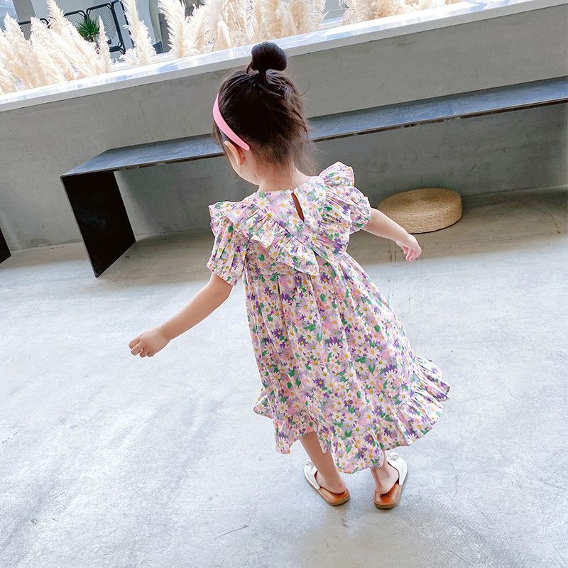 Dress Anak Perempuan Korean Style Bunga Mix Ungu