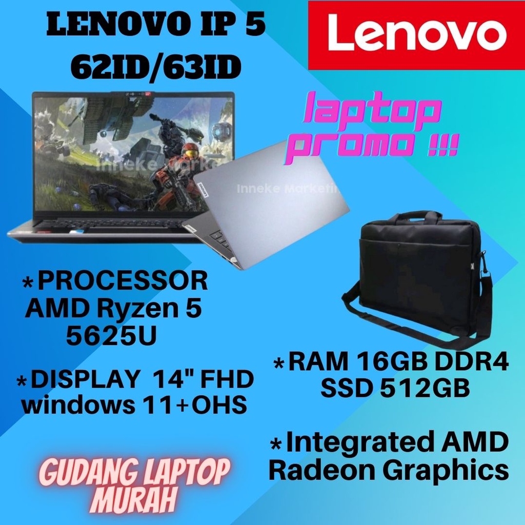 LAPTOP LENOVO IDEAPAD SLIM 5 62ID RYZEN 5-5625U 16GB 512SSD 14" WIN 11+OHS