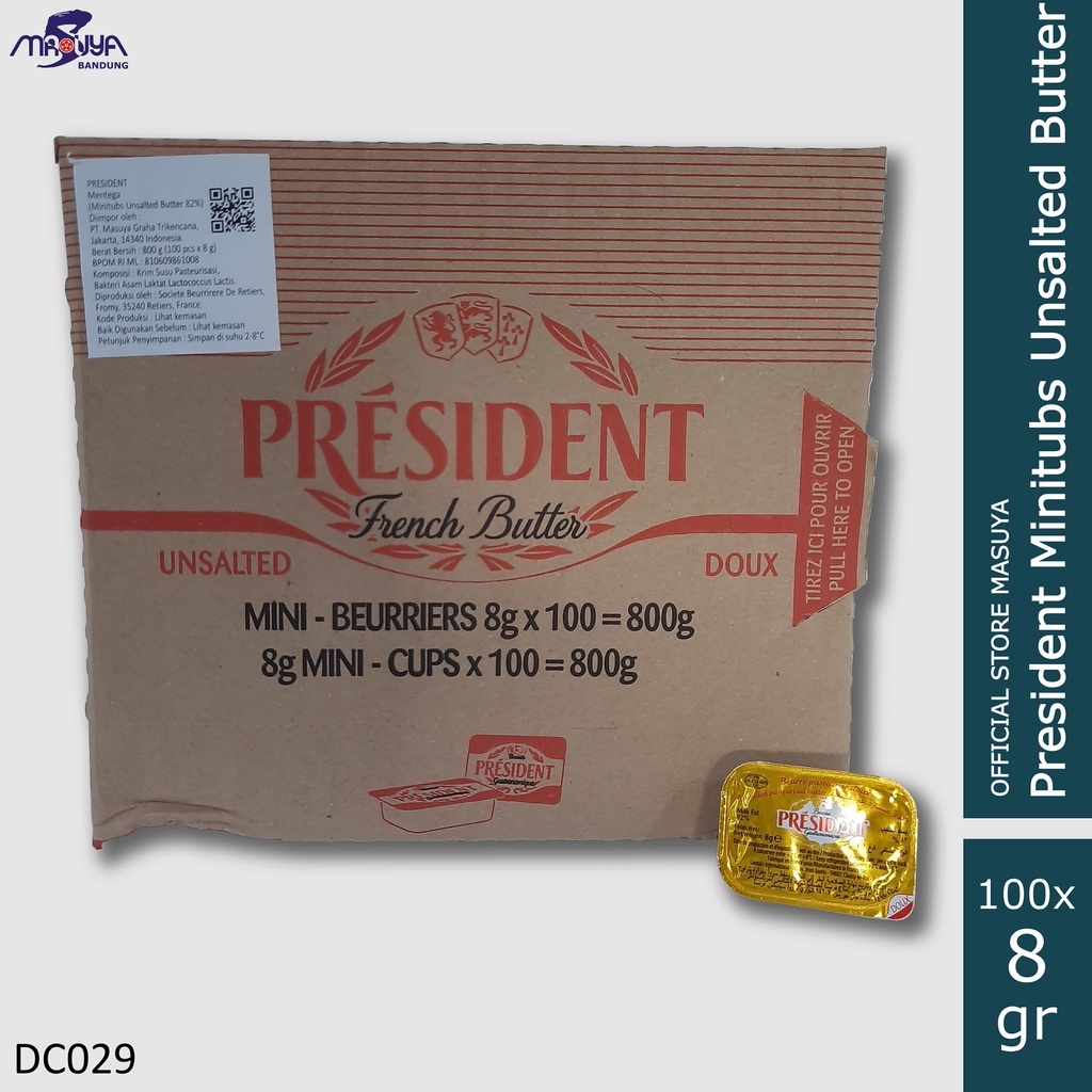 

President Minitubs Unsalted Butter 8 gr x 100pcs
