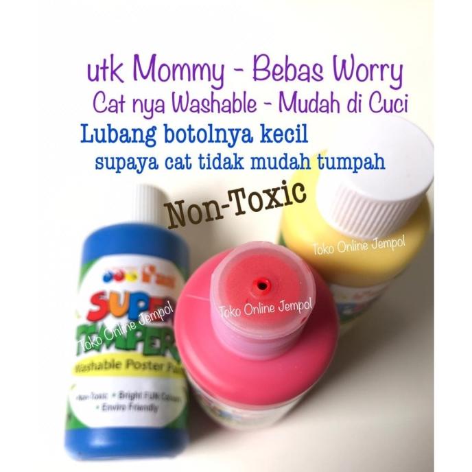 

[COD] Washable Paint 3 warna Finger Non Toxic Cat FAS Super Tempera ATK941FS BERMUTU Kode 580