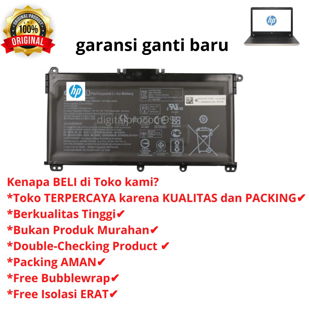 Baterai HP Pavilion x360 14-dh1xxx dh1052tx dh1001tx 14-dh1003tx dh1178tu HT03XL battery
