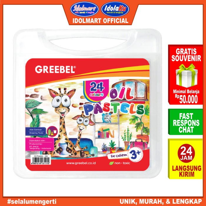 

Pastel Greebel Crayon/Krayon Kids Oil Pastel 24 Warna