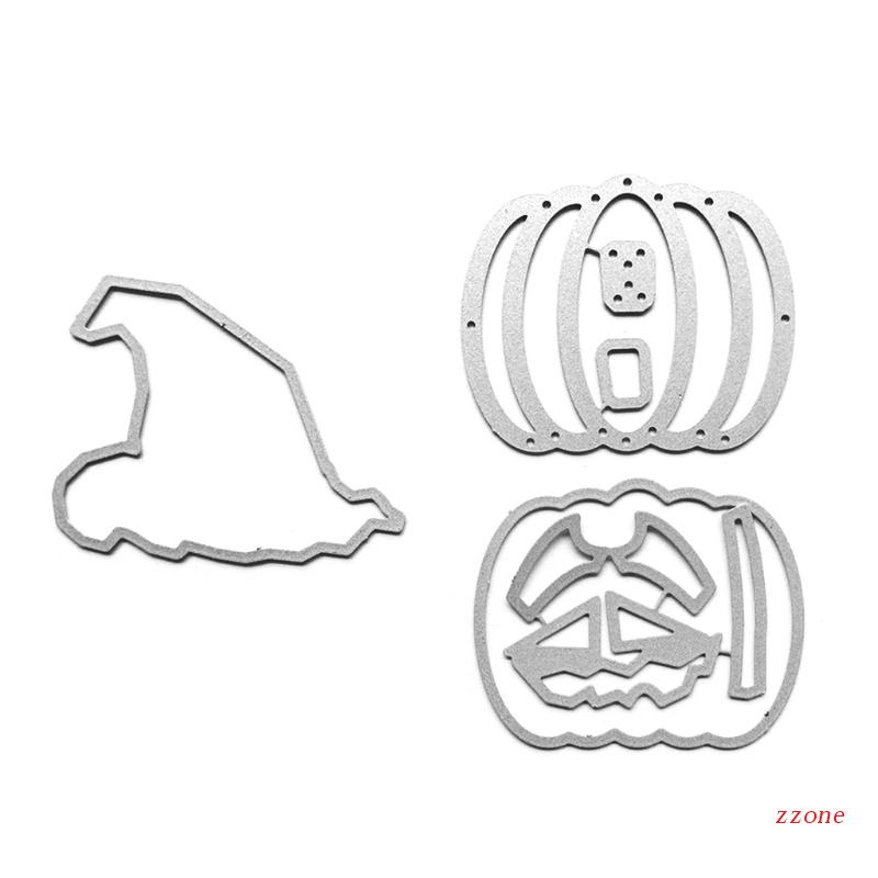 Cetakan Stensil Cutting Dies Motif Lentera Labu Halloween Bahan Metal Untuk Scrapbook / Craft DIY
