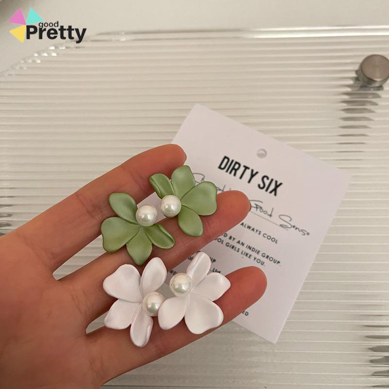 Kontras warna cat semprot bunga anting-anting wanita kepribadian sederhana semua-pertandingan anting-anting anting-anting S925 Super Fairy temperamen anting-anting wanita - PD