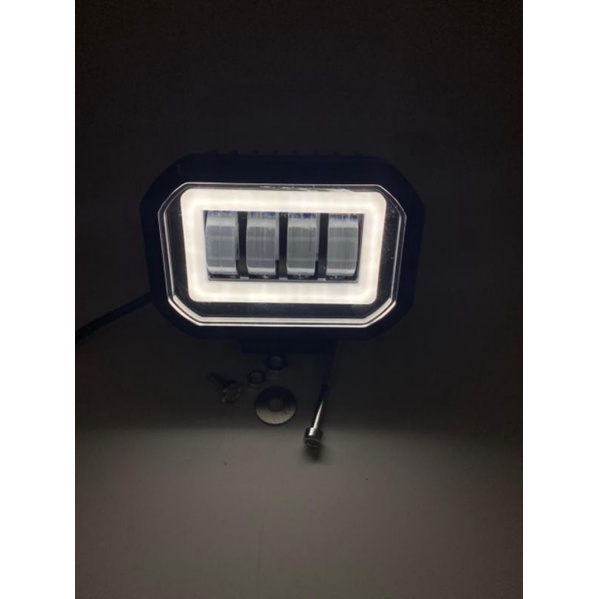 Lampu Tembak Daymaker 4 Mata LED Model Kotak  36 V Lensa 6D Mobil Motor Body Plastik