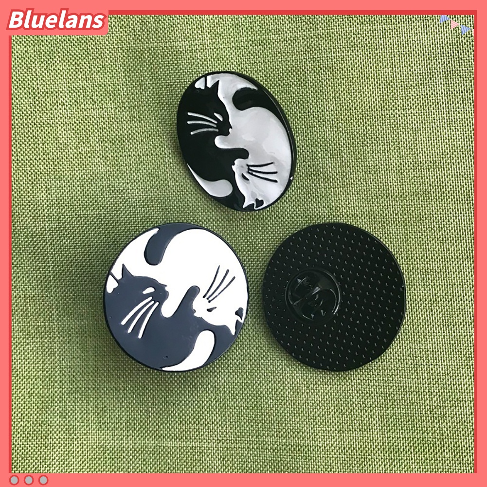 Bros Pin Enamel Bentuk Kucing Bulat Untuk Dekorasi Pakaian Topi Ransel Unisex