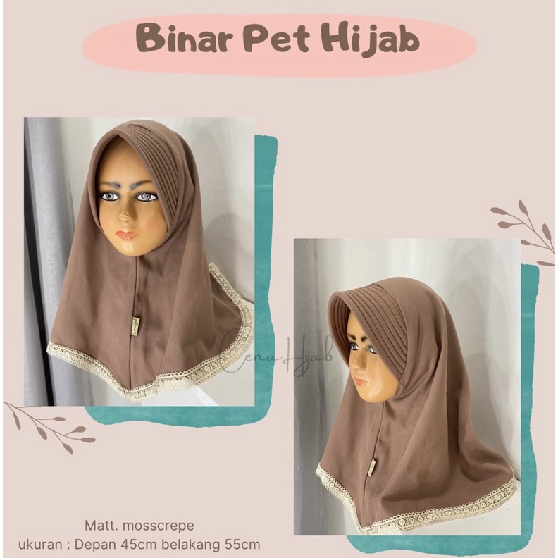 Binar Pet Hijab / Hijab Anak Pet Instan / Hijab Anak Renda / Hijab anak instan CenaHijab / Hijab ana