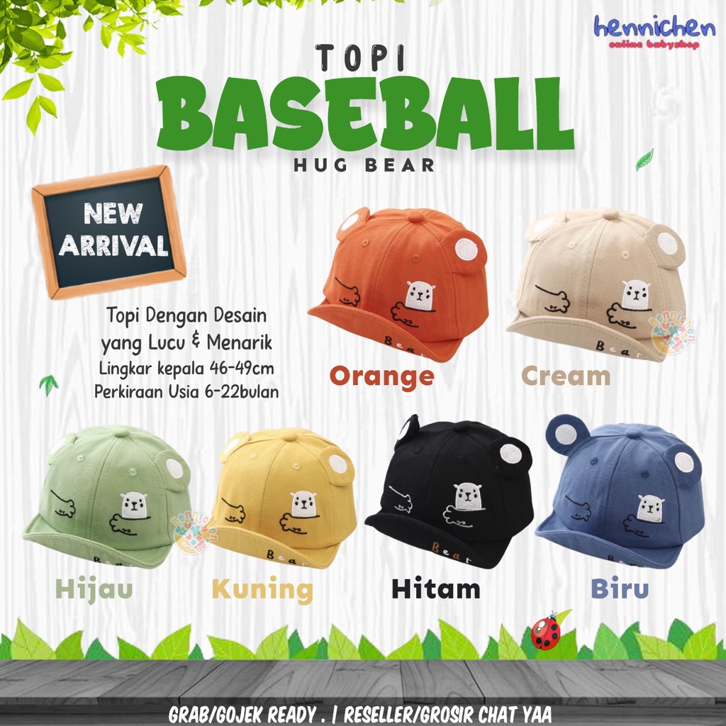 TOPI BASEBALL HUG BEAR TOPI ANAK MOTIF BERUANG LUCU IMPORT FASHION TOPI ANAK