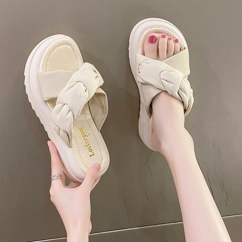 DDS9028 Wedges Sandal Wanita Platfrom Sandal Fashion Import OSIDE Mules Ready Jakarta Bisa COD (With Box)