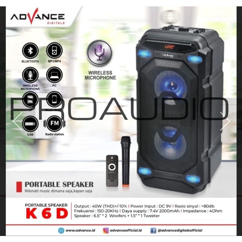 Portable Advance Speaker Bluetooth K 6 D K6D K 6D Original