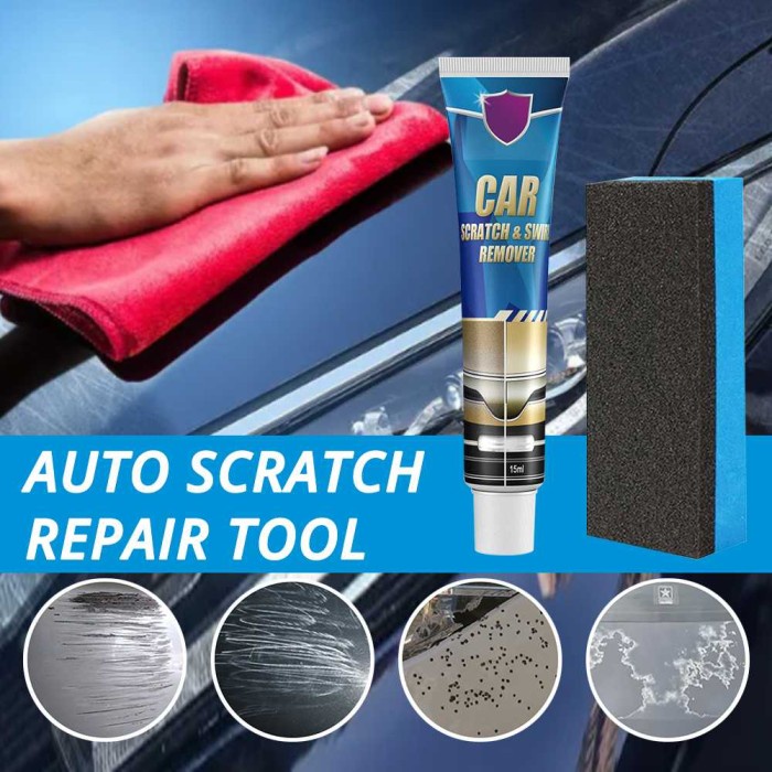 Wax Compound Penghilang Baret Lecet Cat Mobil Motor Car Scratch Swirl 15ml Car Scratch Remover Penghilang Baret Mobil Halus & Lecet Body Cairan Poles Cat Mobil Paket Penghilang Baret Mobil Scratch & Swirl Remover + Spons Pembersih Lecet Body Kendaraan