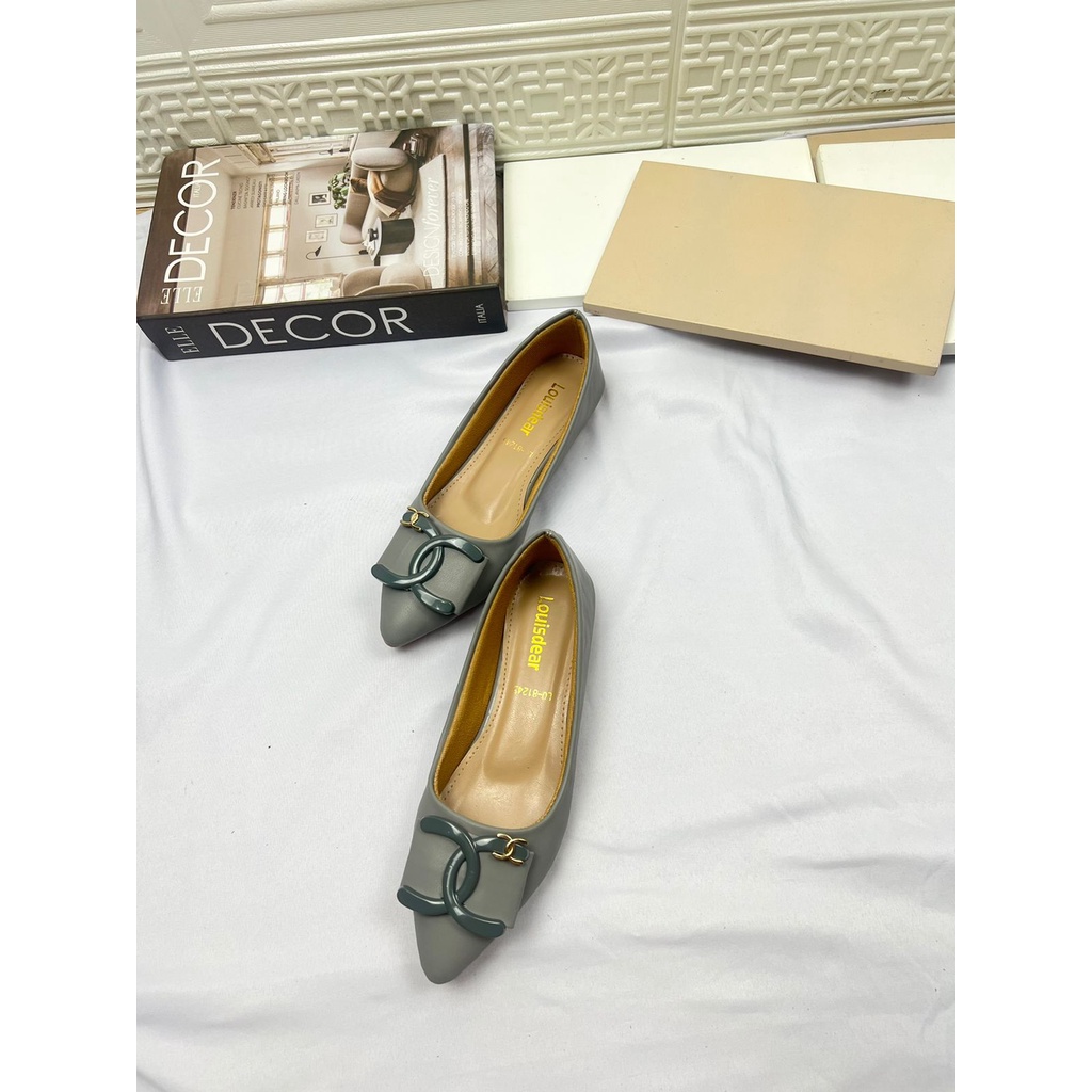 sepatu Louisdear B106 flat shoes wanita terbaru kekinian Ch bahan dove