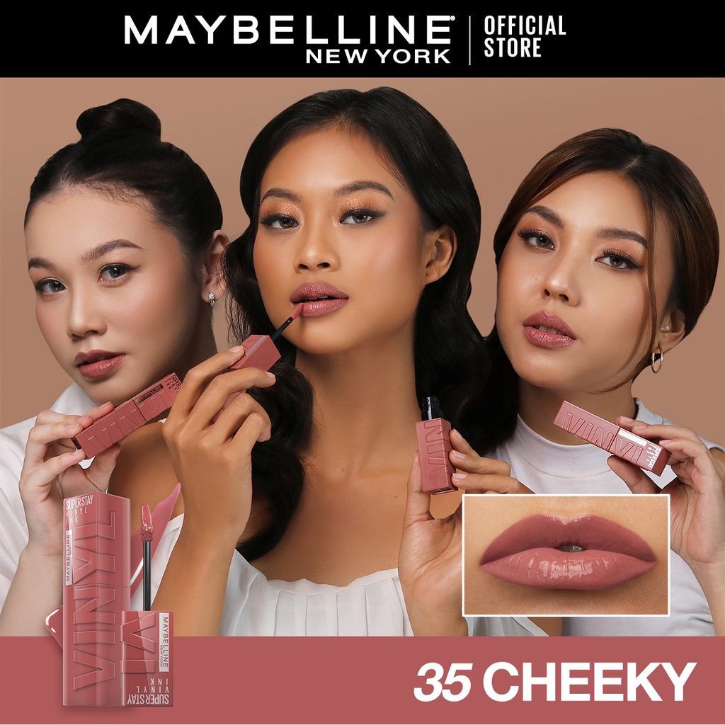 Maybelline Superstay Vinyl Ink 4.2ml - Liquid Lipstik Lipstick Make Up Lipcream Viral Ready Stock-35 Cheeky