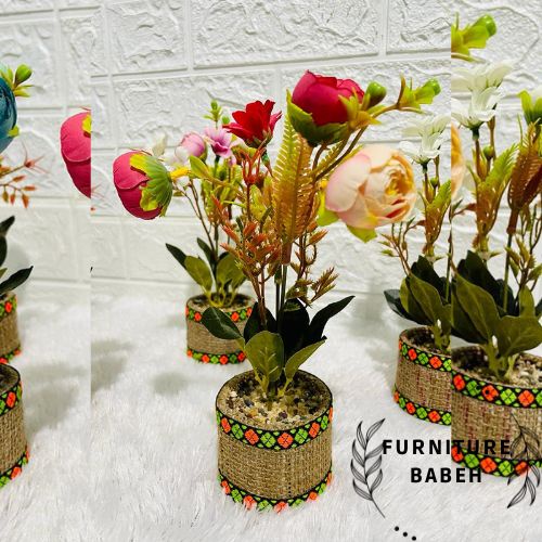 FURNITURE HIASAN BUNGA MAWAR KUNCUP DAISY BUNGA PENGANTIN PLASTIK ARTIFICIAL SET POT HIASAN SERBAGUNA