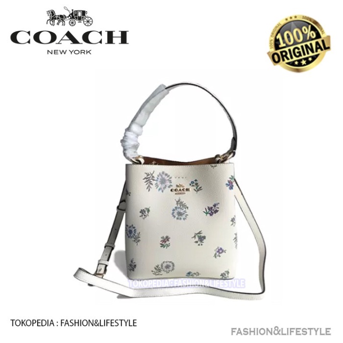 TAS COACH SMALL TOWN BUCKET BAG WITH DANDELION FLORAL PRINT ORIGINAL