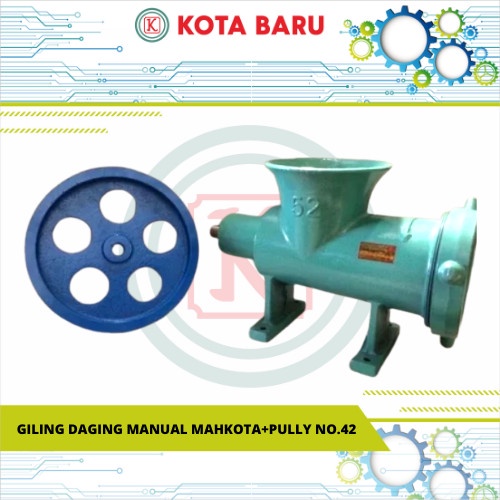 Mahkota Giling Daging Manual + Pully No.42 - Full Chrome - Alat Penggiling Daging