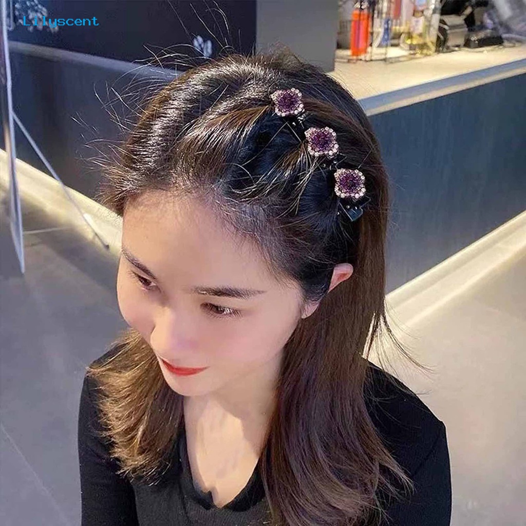 Jepit Rambut Poni Bentuk Bunga Plum Blossom Aksen Berlian Imitasi Warna-Warni Anti Jatuh Untuk Dekorasi