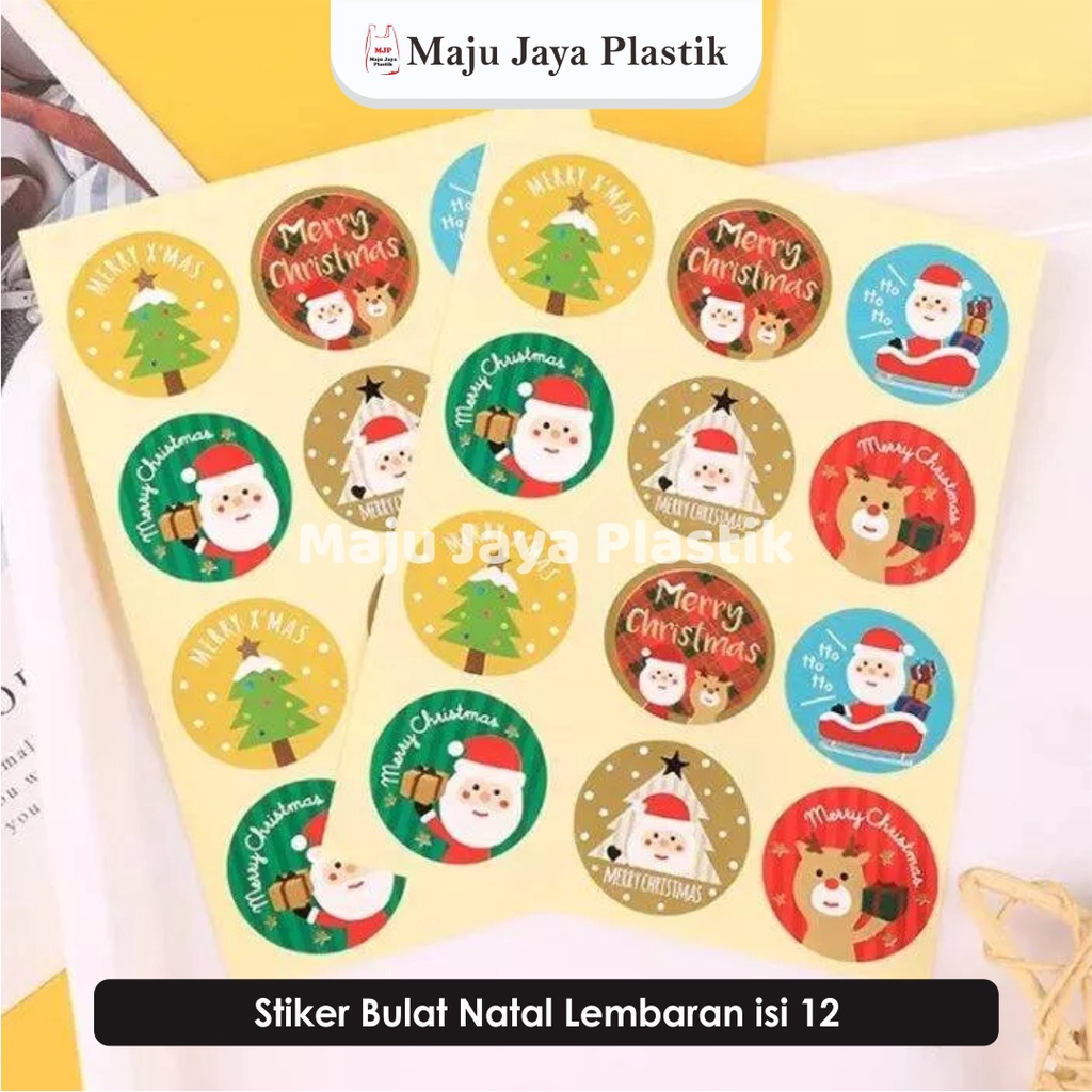

Sticker Xmas Segel Tema Natal Toples Bulat Snowman Stiker Toples Kue Natal Merry Christmas