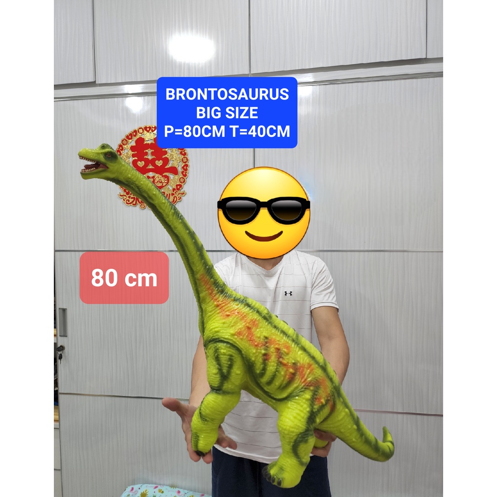 PROMO MAINAN BONEKA DINOSAURUS BRONTOSAURUS BIG SIZE JUMBO HIJAU 80CM BRANCHIOSAURUS
