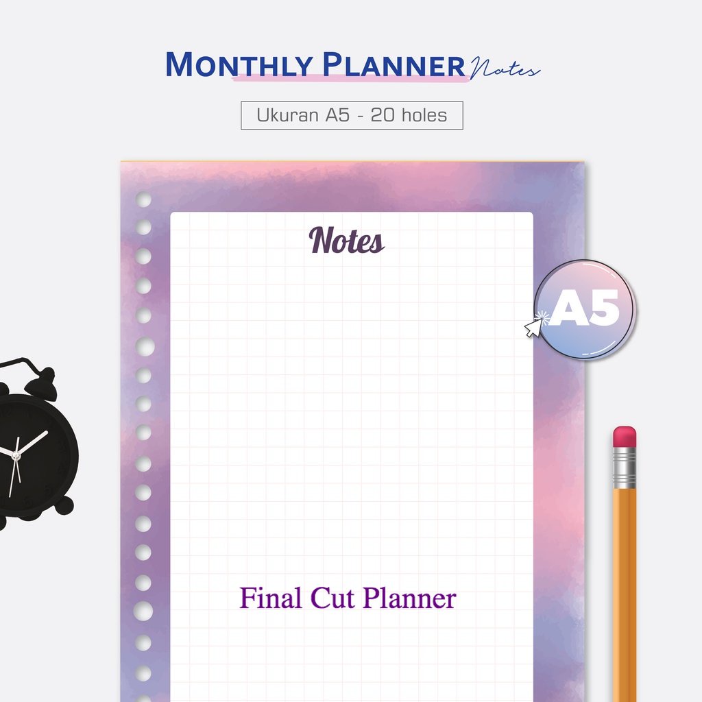 

Bukuqu Loose leaf A5 - NL249 Notes Grid Inside - Bookpaper - Kertas Binder - Kertas File .