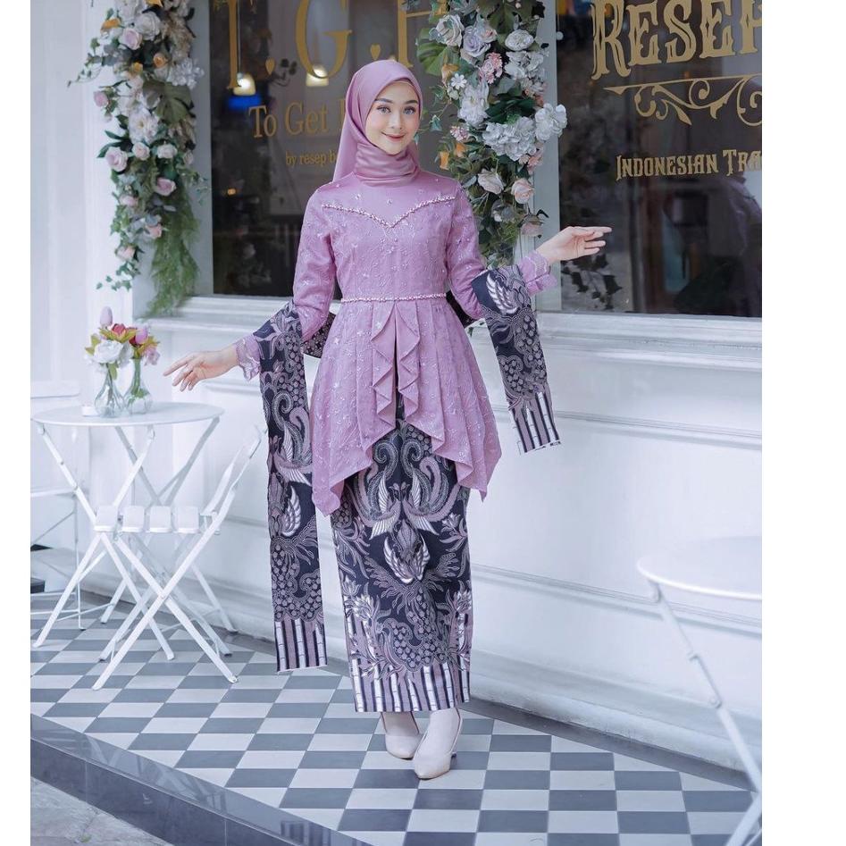 Recomended Baju Couple Batik Kebaya Brokat , Batik Kebaya Lamaran Tunangan Baju Batik Wisuda, Simple