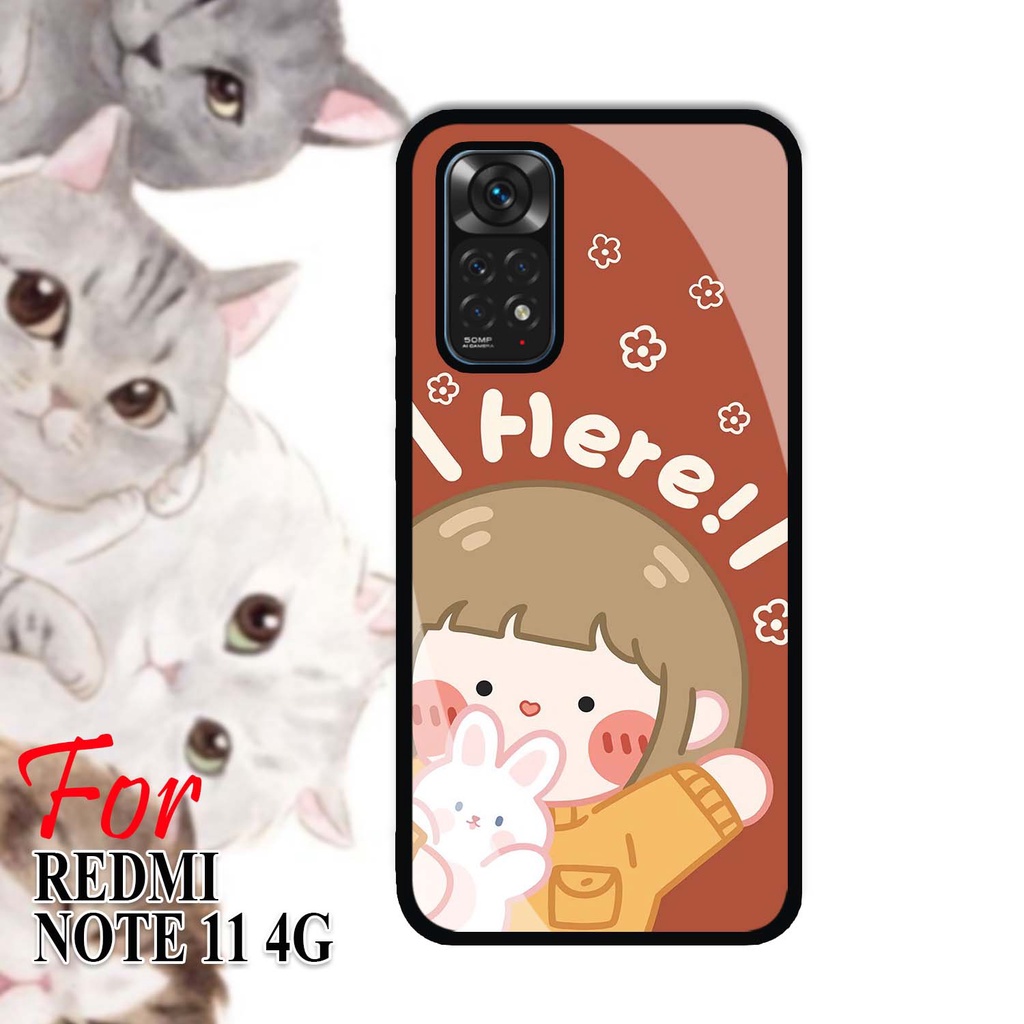 Case Kilau Redmi Note 11 4G | Casing Hp Glossy | Motif Couple Kartun