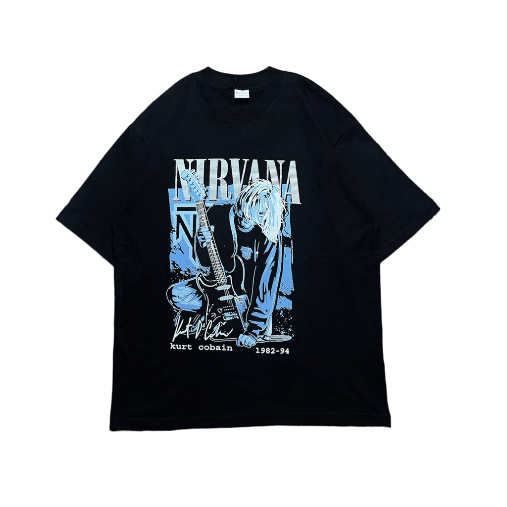 kaos oversize musik vintage H*M nirvana pria dewasa ruthless soecity black original product standar 