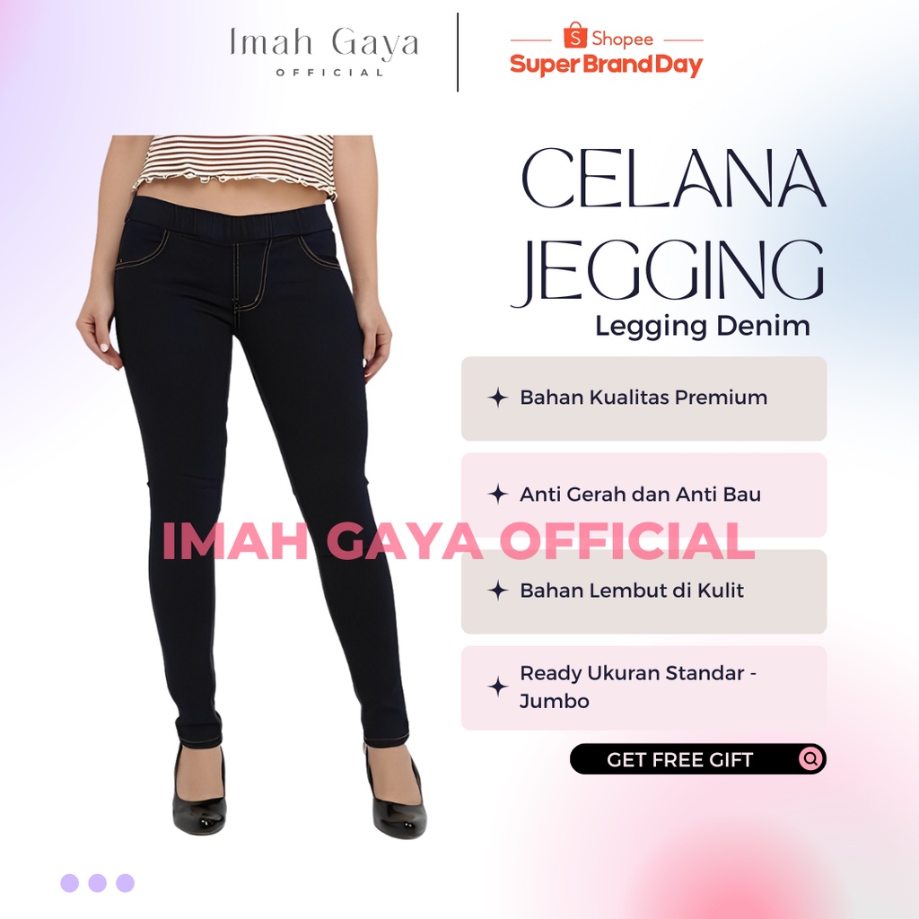 Celana Jegging Jeans Wanita Dewasa Jumbo Polos Jeans Streach