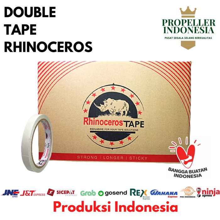 

Double Tape Double Tape Putih Rhinoceros Tape 12Mm X 10M @288Pcs/Dus Gojek/Grab