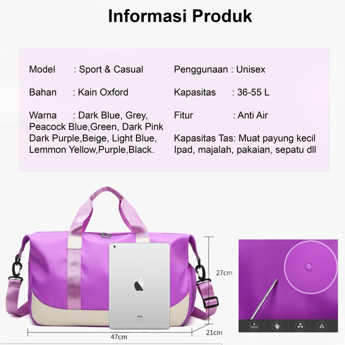 Tas Travel Penyimpanan Gym Fitnes Olahraga Sport Bag Unisex Import