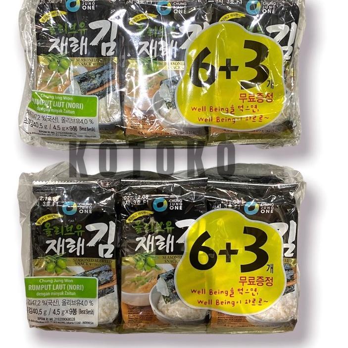 

Idk9K4w--Rumput Laut Chung Jung One Olive Oil 6+3 / Rumput Laut Korea 40,5gr