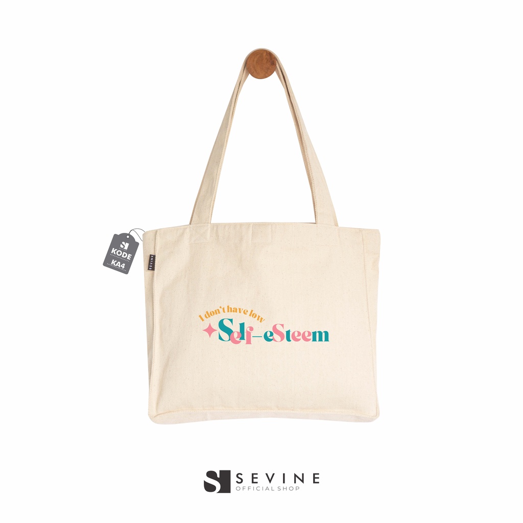 Sevine Totebag Kanvas Tas Wanita Tote Bag Kuliah Sekolah Kerja Dengan Kantong Laptop Quotes Aesthetic - KA