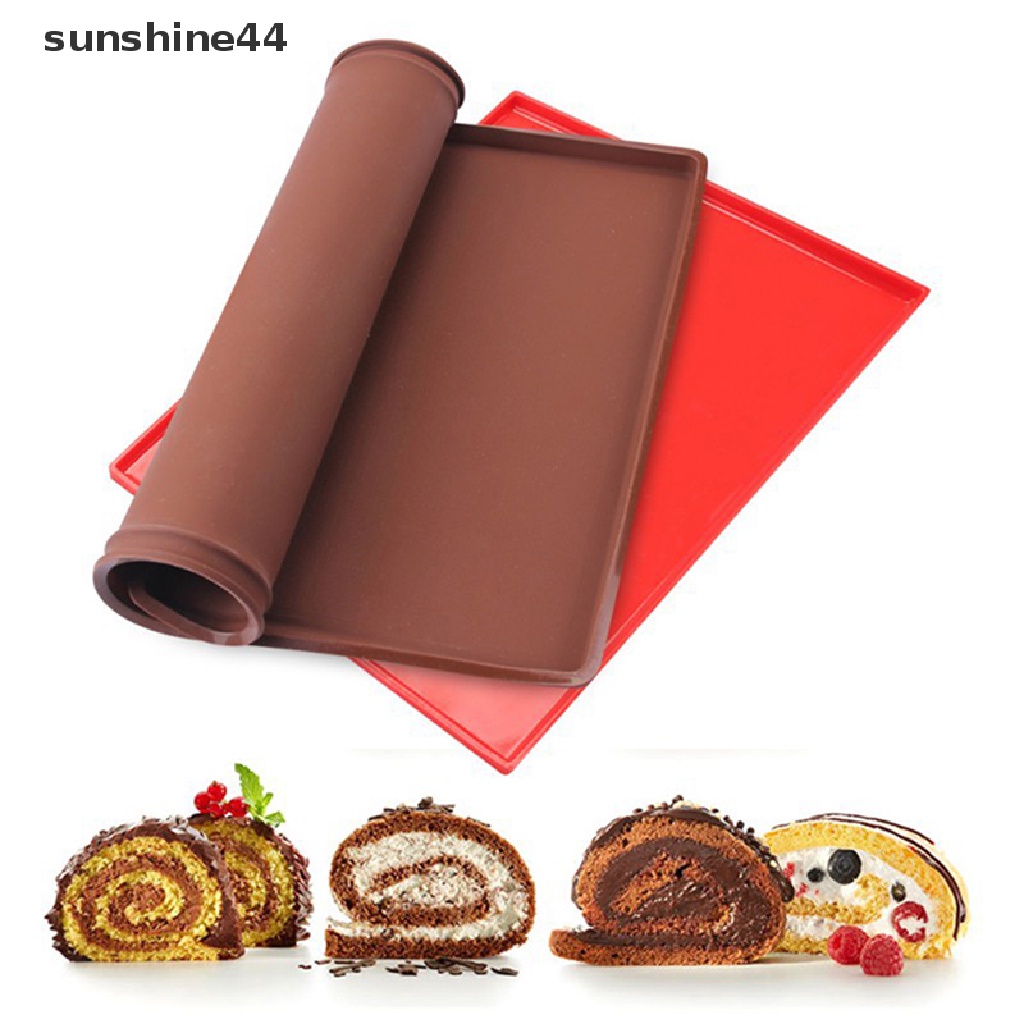 Sunshine 1Pc Alas Panggang Kue Swiss Roll Bahan Silikon Anti Lengket