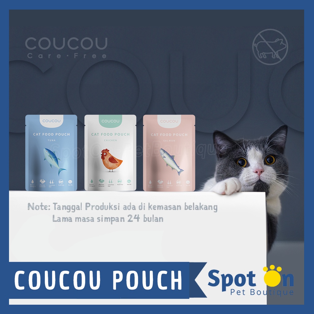 COUCOU Makanan Basah Kucing Daging Asli Pouch 85gr | Cou Cou Premium Cat Wet Food | Saset Pouch Adult Kitten 85 gr
