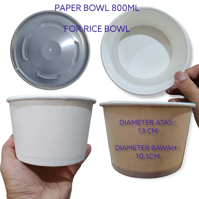 Jual MANGKOK KERTAS // PAPER BOWL 800 ML TINGGI 9CM// MANGKOK NASI JUALAN // PAPER RICE BOWL