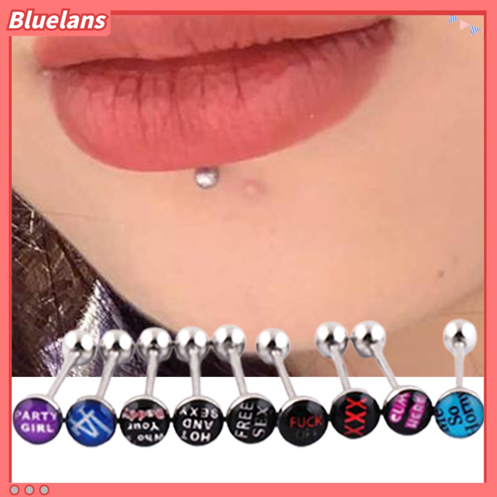 Bluelans 10Pcs Fashion Tongue Ring Flexible Multicolor 316L Stainless Steel Slave Tongue Ring