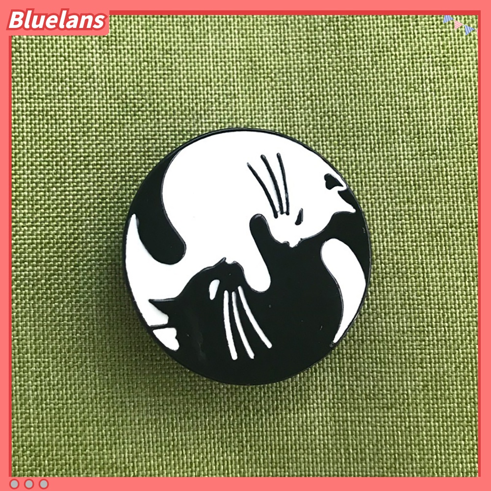 Bros Pin Enamel Bentuk Kucing Bulat Untuk Dekorasi Pakaian Topi Ransel Unisex