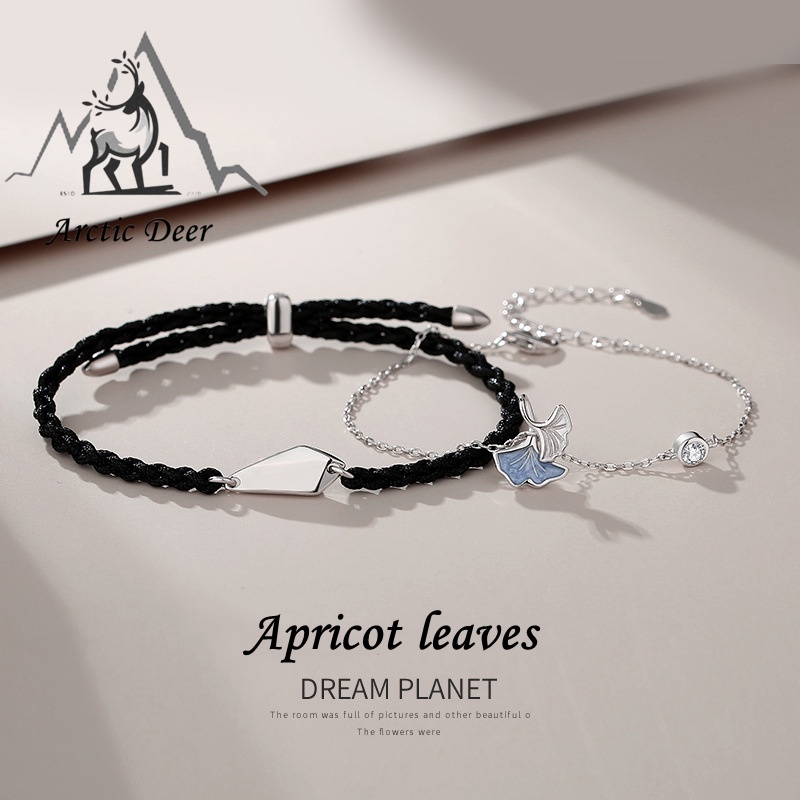 Gelang couple Sterling silver S925-Apricot Leaves Gelang Pasangan gelang fashion  perak asli S925 Original Arctic Deer