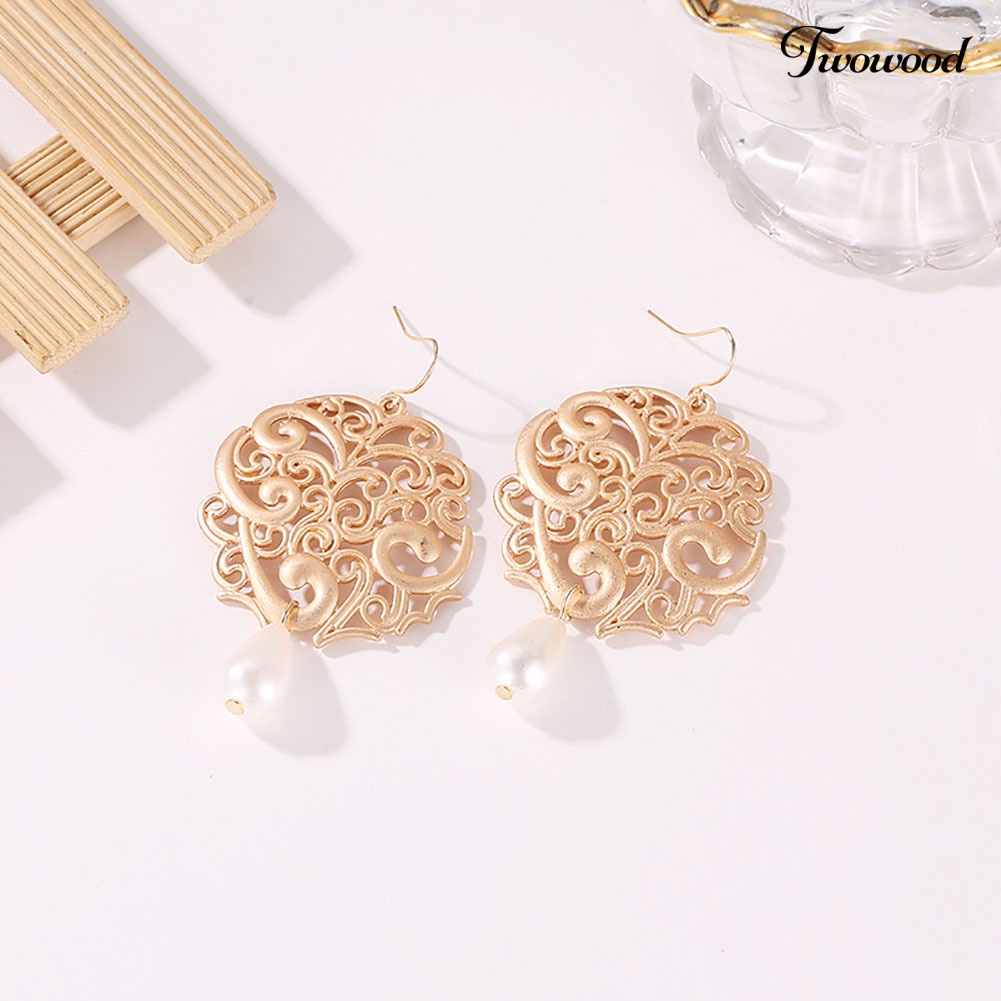 Anting Mutiara Imitasi Bentuk Water Drop Geometris Untuk Wanita