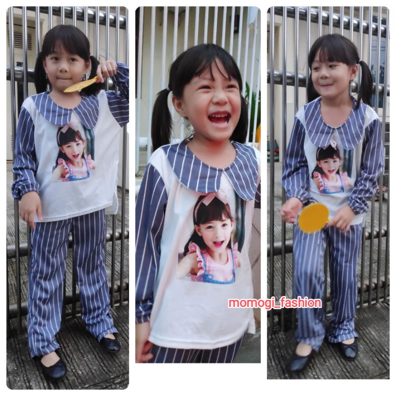 MOMOGI-SETELAN ANAK OVERSIZE KOREAN STYLE / SETCEL VIRAL PRINTING DTF /Usia 5-10th