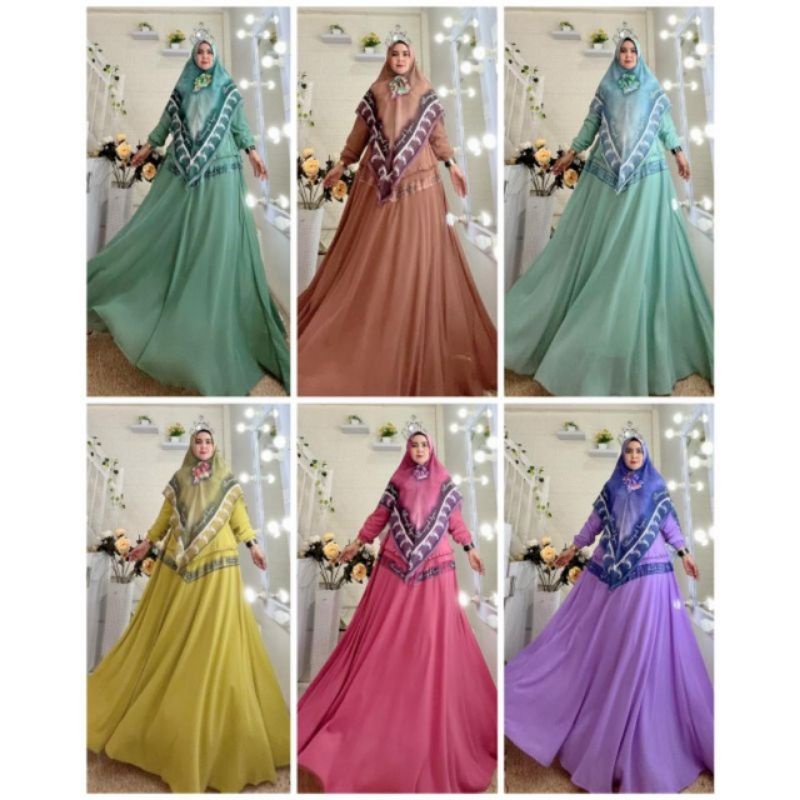 SET SYARI ALLAWIYAH ORI BRANDED PREMIUM/SYARI PRINTING/SYARI MUSLIMAH/SYARI MEWAH/BAJU LEBARAN/GAMIS